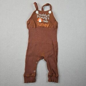 Baby Romper 6-9M Daddy & Mommy's Little‎ Turkey Brown Ribbed Thanksgiving